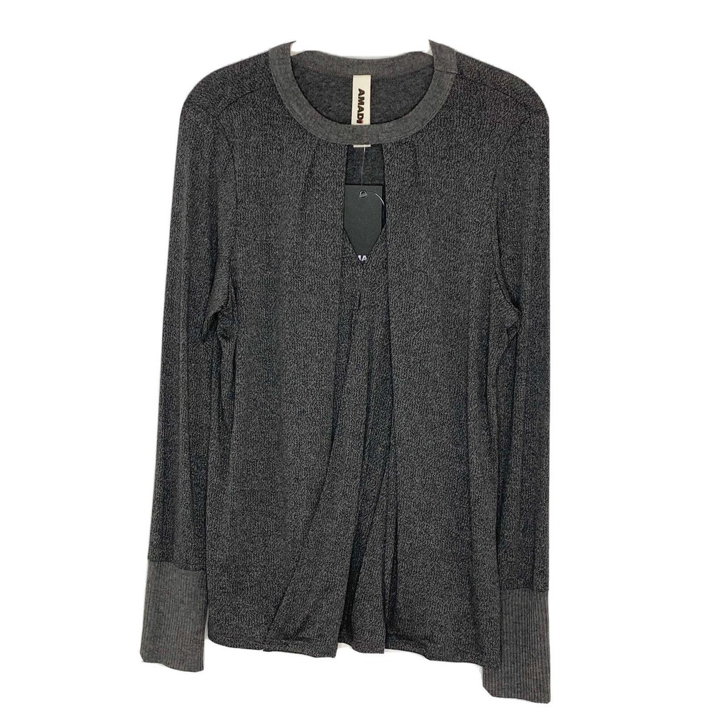 Amadi Anthropologie Gray Wrap Stretch Top Blouse Women’s Size Large New